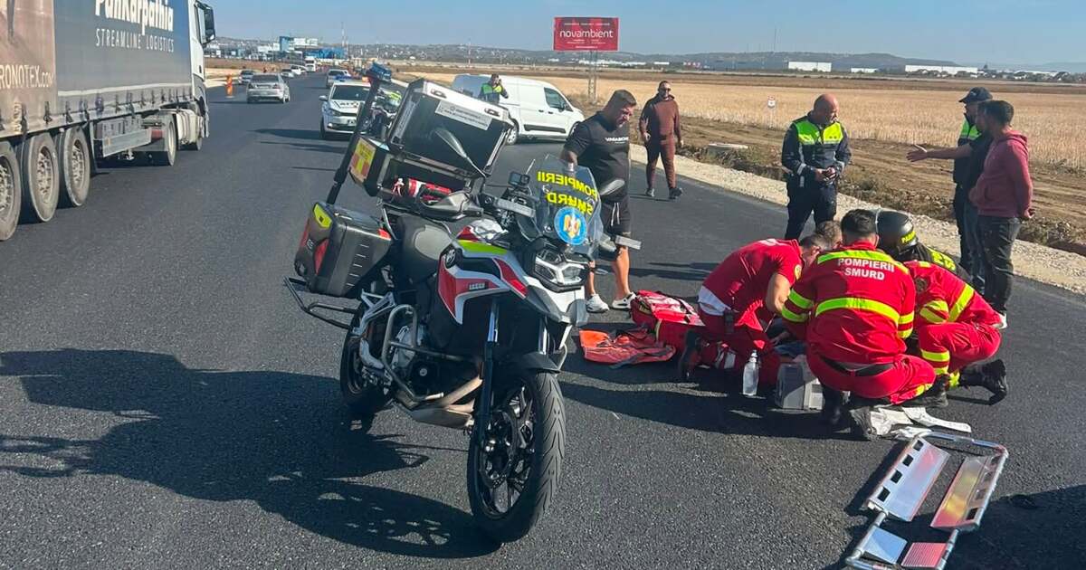 Accident pe DN 79 între Nojorid și Oradea. Un motociclist a lovit în plin o baliză de semnalizare a lucrărilor