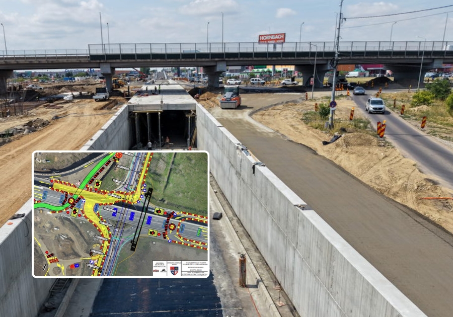 Atenție, șoferi! Noi restricții în zona pasajelor de pe DN 79: Cei care vin dinspre Oradea spre Aeroport vor ceda trecerea mașinilor dinspre Nojorid
